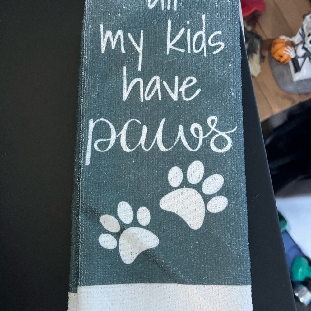 Gray and White Paw Print Towel